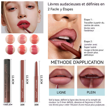 Crayon à lèvres 6 PCS 5ml 12 h sans décoloration imperméables et longue durée peel off crayon à lèvres tattoo contient 6 couleurs